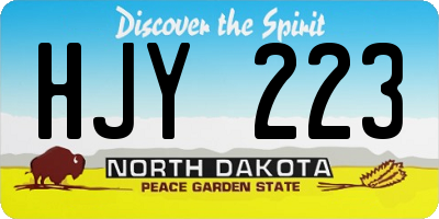 ND license plate HJY223