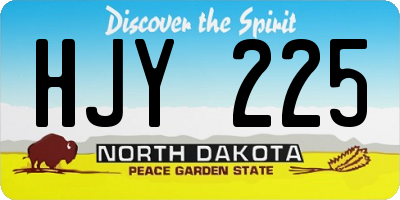 ND license plate HJY225