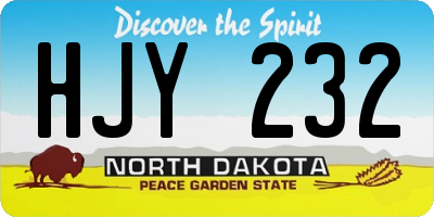 ND license plate HJY232