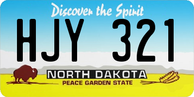 ND license plate HJY321