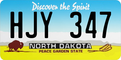 ND license plate HJY347