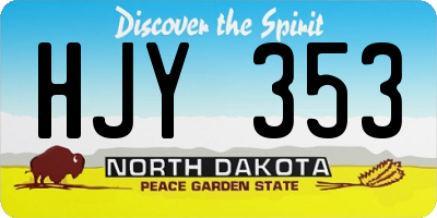 ND license plate HJY353