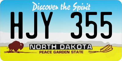 ND license plate HJY355