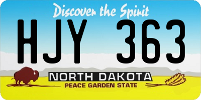 ND license plate HJY363