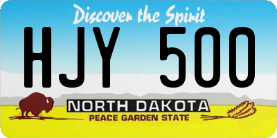 ND license plate HJY500