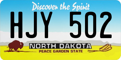 ND license plate HJY502