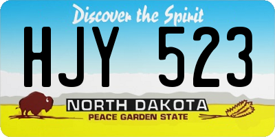 ND license plate HJY523