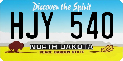 ND license plate HJY540