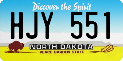 ND license plate HJY551