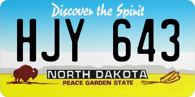 ND license plate HJY643