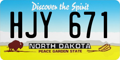 ND license plate HJY671