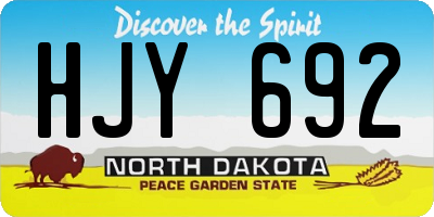 ND license plate HJY692