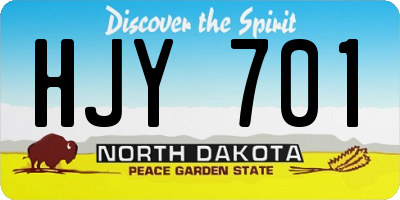 ND license plate HJY701