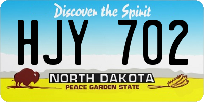 ND license plate HJY702