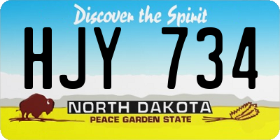 ND license plate HJY734