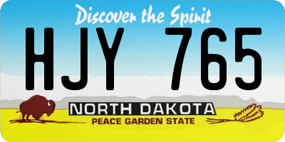 ND license plate HJY765