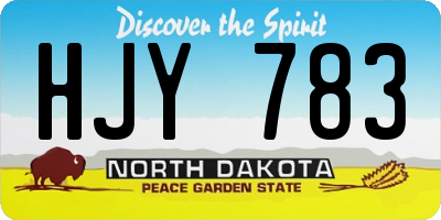ND license plate HJY783