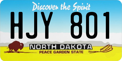 ND license plate HJY801