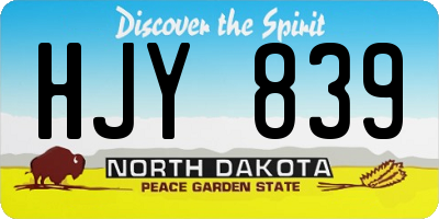 ND license plate HJY839