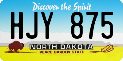 ND license plate HJY875