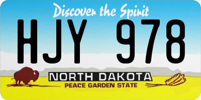 ND license plate HJY978