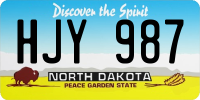 ND license plate HJY987