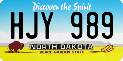 ND license plate HJY989