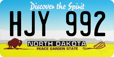 ND license plate HJY992