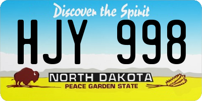 ND license plate HJY998
