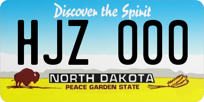 ND license plate HJZ000