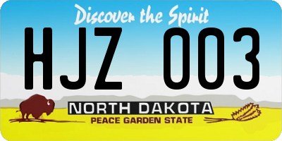 ND license plate HJZ003