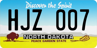 ND license plate HJZ007