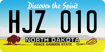 ND license plate HJZ010