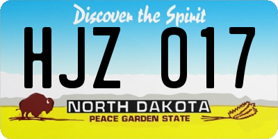 ND license plate HJZ017