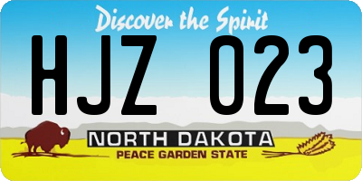 ND license plate HJZ023