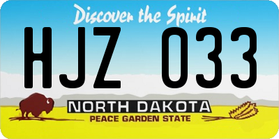 ND license plate HJZ033