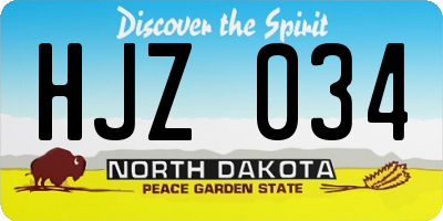 ND license plate HJZ034
