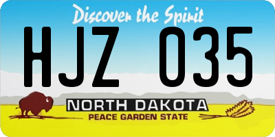 ND license plate HJZ035
