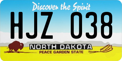 ND license plate HJZ038