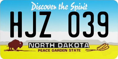 ND license plate HJZ039
