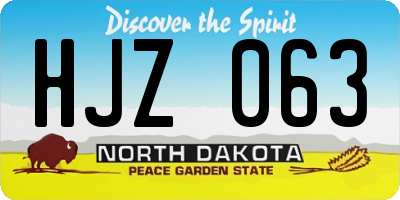 ND license plate HJZ063