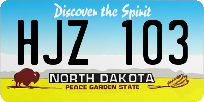 ND license plate HJZ103