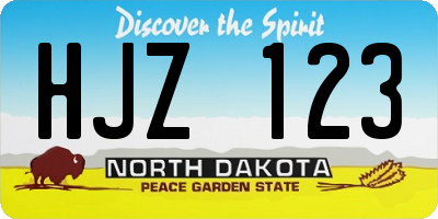 ND license plate HJZ123