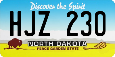 ND license plate HJZ230