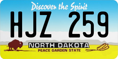 ND license plate HJZ259