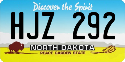 ND license plate HJZ292