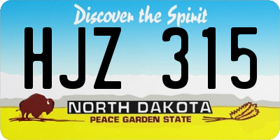 ND license plate HJZ315