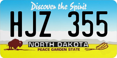 ND license plate HJZ355