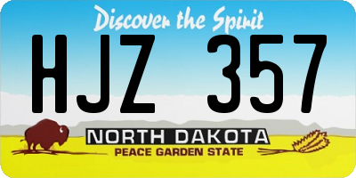 ND license plate HJZ357
