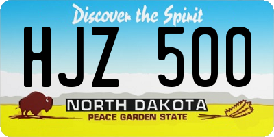 ND license plate HJZ500